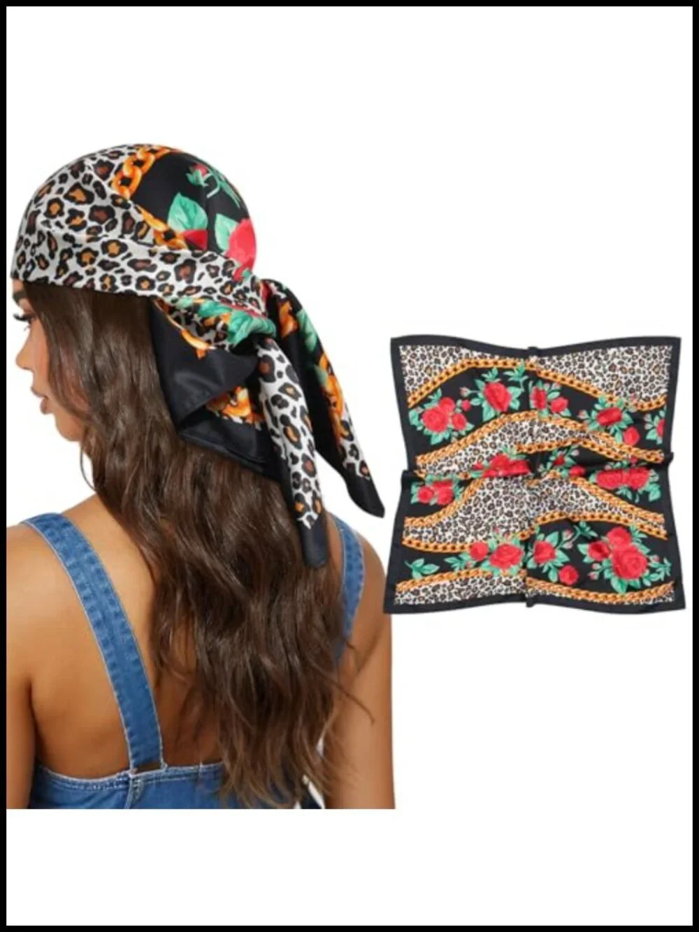 27.5 Inch Satin Silk Head Scarf Square Bandana for Women Hair Wrap Neck Scarf